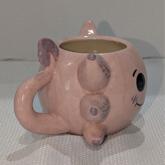 Axolotl Mug Pink Round 16 oz Glossy Wink Happy Cute Aguascalientes Mexico New - Picture 3 of 6